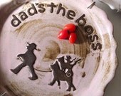 Father's Day Gift - Dad's The Boss Large Plate - Strawberry Chocolate