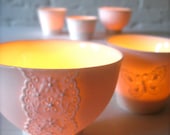 Lovely Porcelain Lace Bowl, Translucent Candle Holder-Hideminy Lace Series