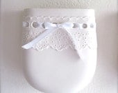Porcelain Lace Wall Pocket With White Bow