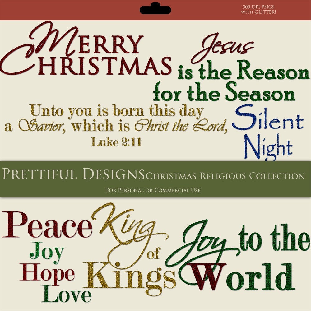 Christmas Clip Art Religious Collection with Glitter - Digital Word Art (445) Il_170x135