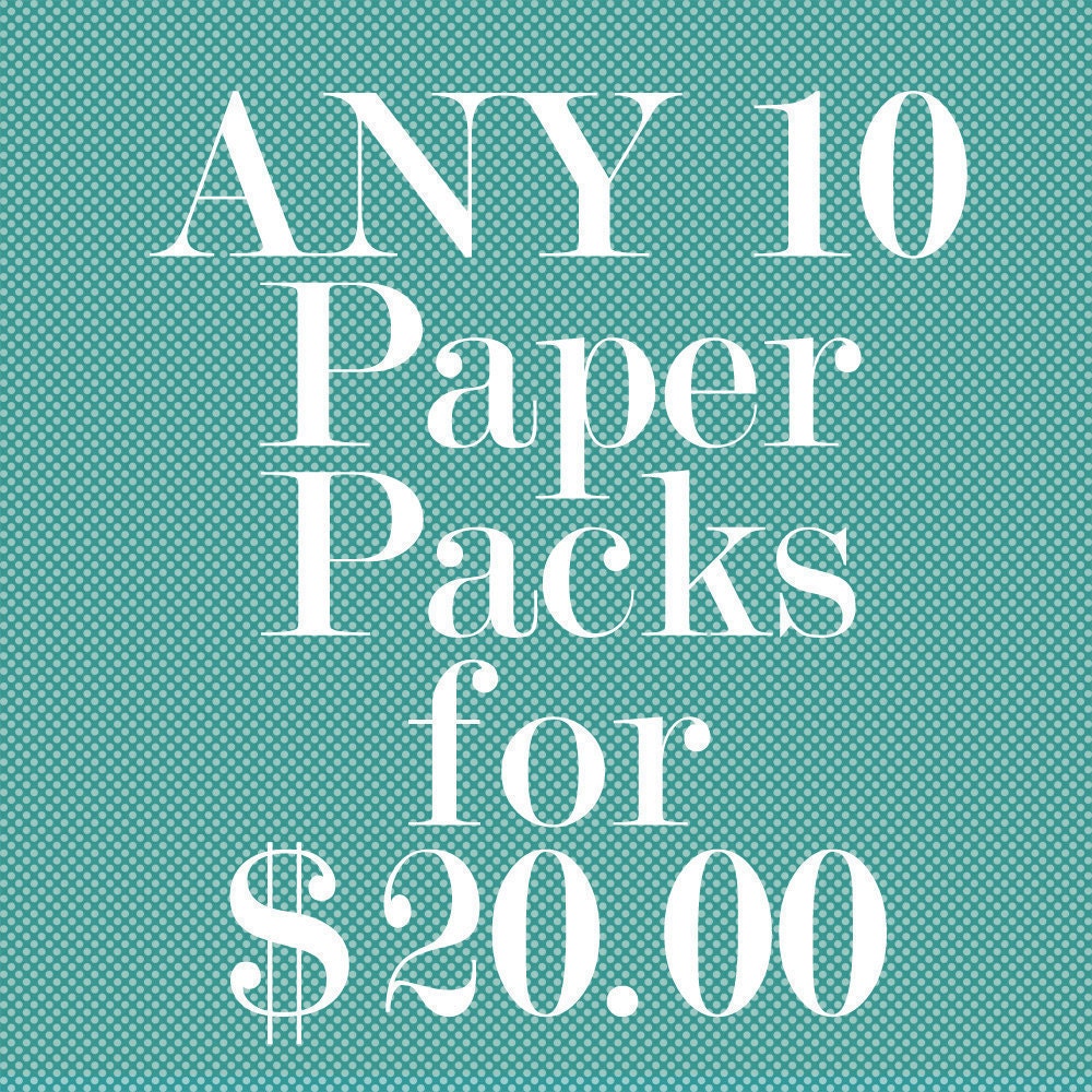 50% Off Sale Digital Scrapbooking Papers - ANY 10 Paper Packs for 20 Dollars - Commercial Use OK
