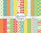 50% Off Sale Digital Scrapbooking Printable Paper Pack Commercial Use OK Beach Party (492) Il_170x135