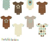 Baby Onesie Clip Art for Scrapbooking, Invitations, Paper Goods, Card Making - Charlie (153) Il_170x135