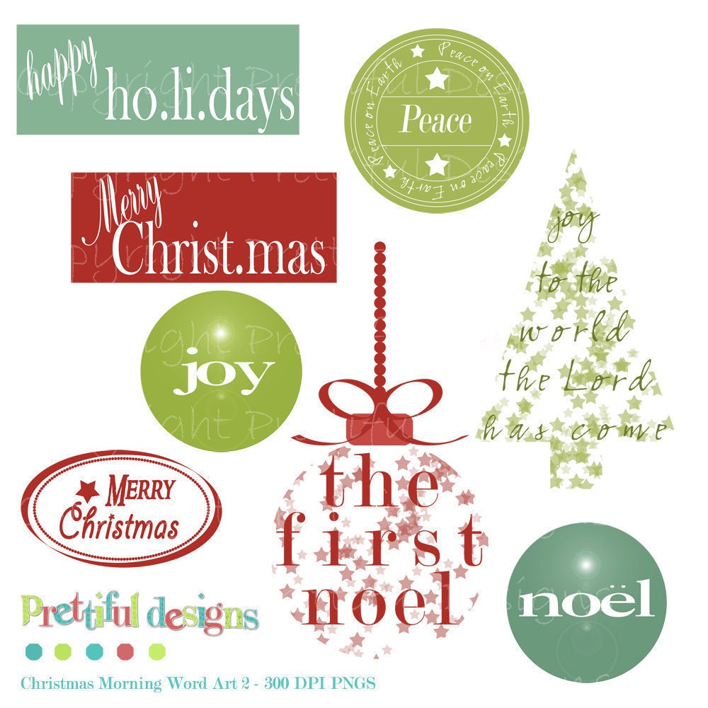 Christmas Word Art 2 - Personal or Commercial Use - Christmas Morning (165) Il_570xn