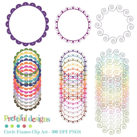 Circle Frame Clip Art 36 Circle Digital Frame Clip Art Multicolor Commercial Use (247) Il_570xn