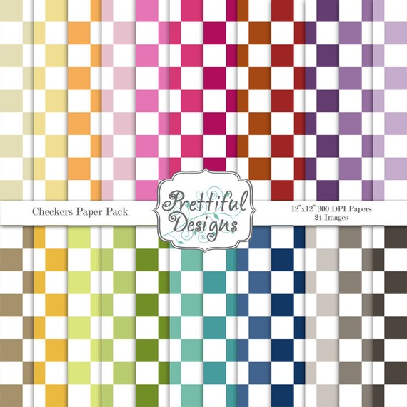 50% OFF SALE Digital Paper Pack - Personal and Commercial Use - Checkers (377) Il_570xn