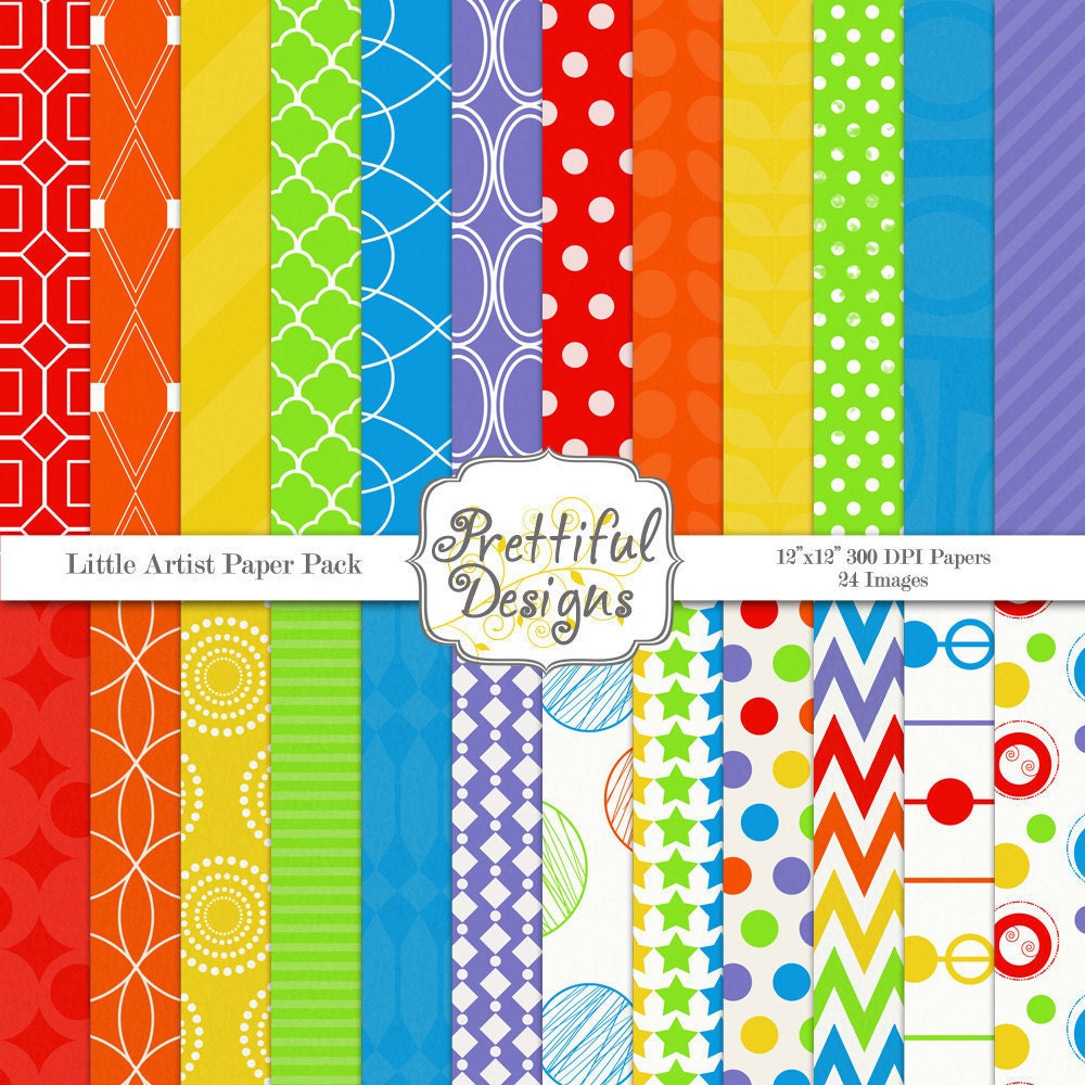 50% Off Sale Digital Paper Pack - Personal and Commercial Use - Little Artist (334) Il_570xn