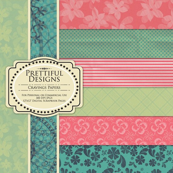 50% OFF SALE Digital Paper Pack for Personal or Commercial Use - Cravings (40) Il_570xn