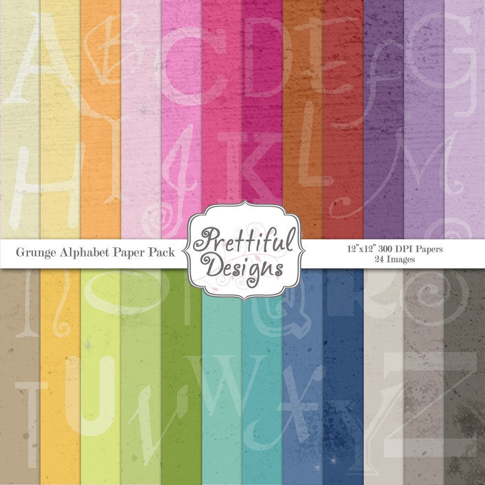 30% Off Sale Digital Paper Pack - Personal and Commercial Use - Grunge Alphabet (283) Il_570xn