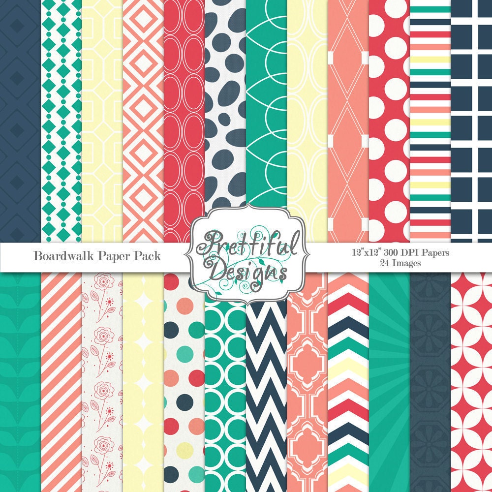 30% Off Sale Digital Paper Pack - Personal and Commercial Use - Boardwalk (345) Il_570xn