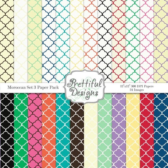 50% OFF SALE Moroccan Prints Digital Paper Pack - Personal and Commercial Use - Set 3 (363) Il_570xn