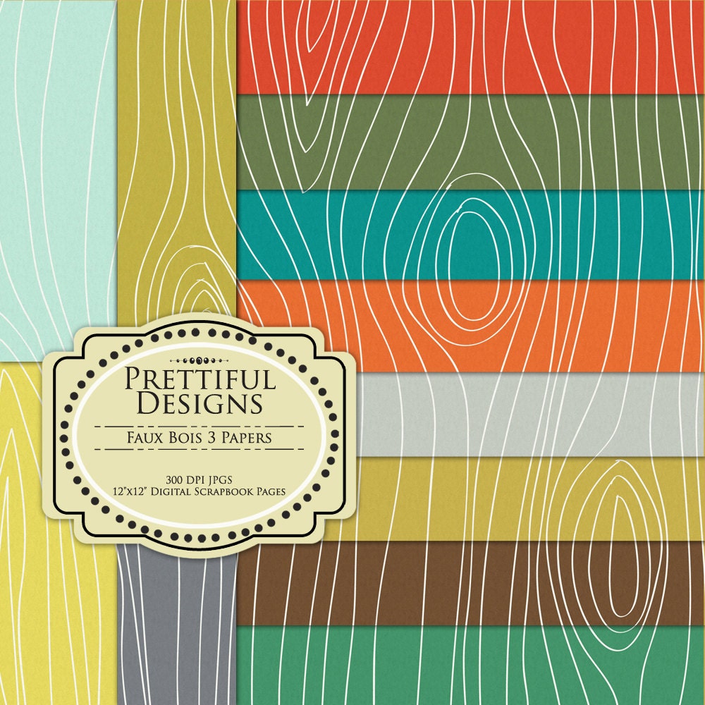50% OFF SALE Faux Bois Prints Digital Paper Pack - Personal and Commercial Use - Set 3 (291) Il_570xn