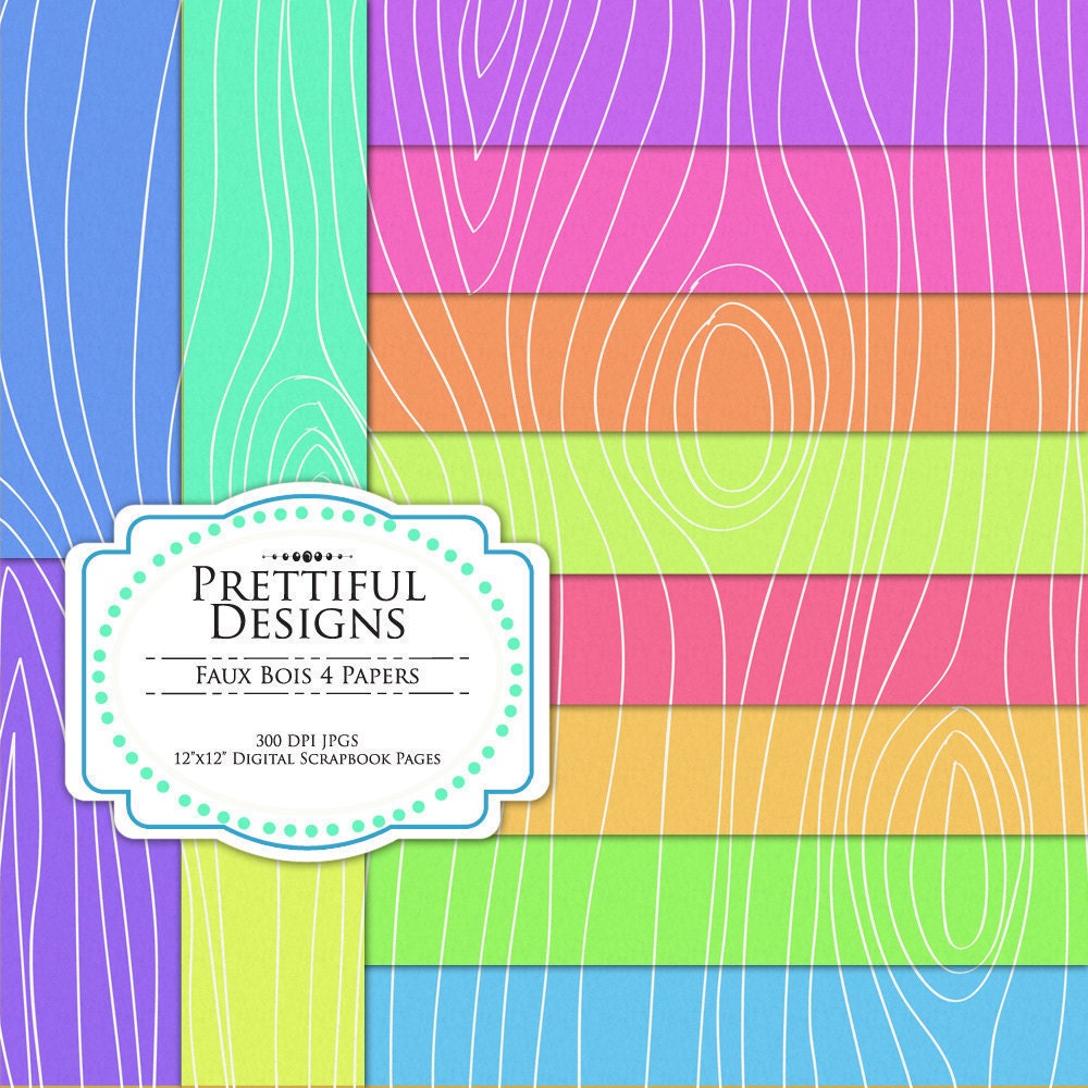 50% OFF SALE Faux Bois Prints Digital Paper Pack - Personal and Commercial Use - Set 4 (292) Il_570xn