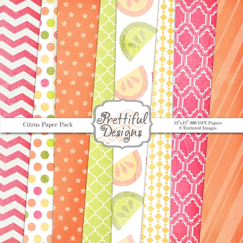50% OFF SALE Textured Digital Paper Pack - Personal and Commercial Use - Citrus (346) Il_570xn