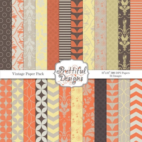 50% OFF SALE Digital Paper Pack - Personal and Commercial Use -Vintage (233) Il_570xn