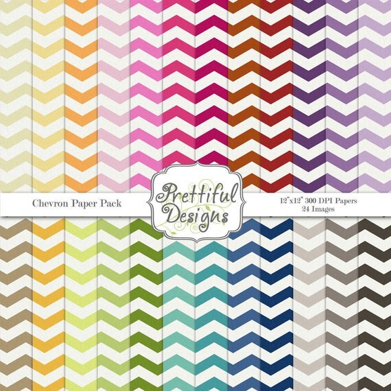 30% Off Sale Digital Scrapbooking Printable Chevron Pattern Paper Pack Instant Download Chevron Set 1 (237) Il_570xn