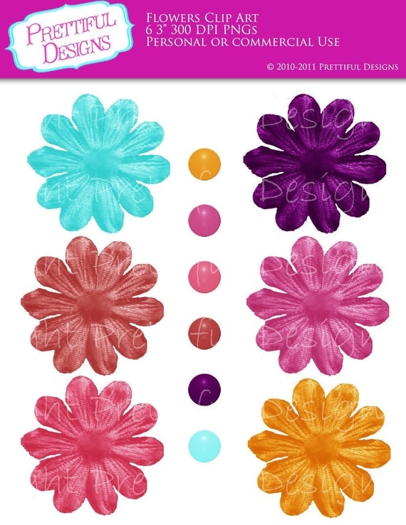 50% OFF SALE Flowers and Brads Digital Clip Art (360) Il_570xn