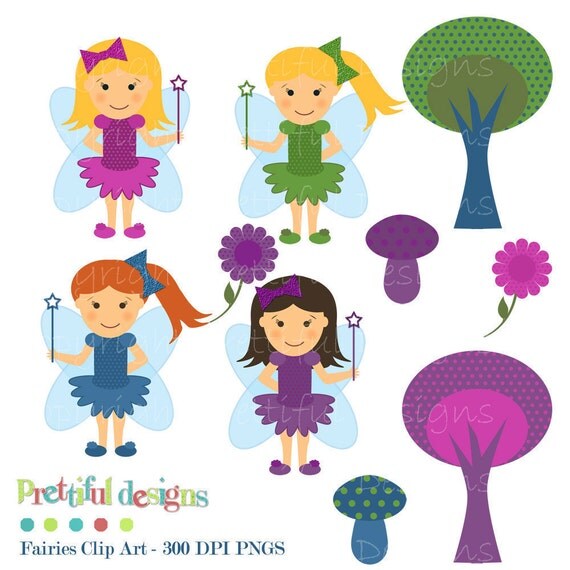 50% OFF SALE Clip Art Fairy Fairies Wands Mushrooms Trees Commercial Use (142) Il_570xn
