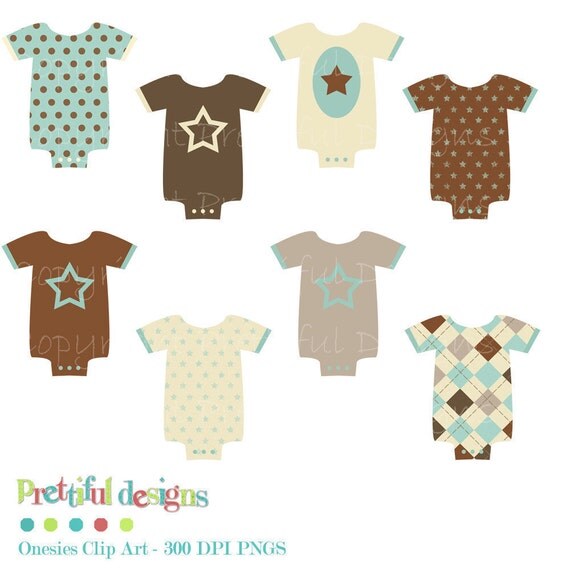 Baby Onesie Clip Art for Scrapbooking, Invitations, Paper Goods, Card Making - Charlie (153) Il_570xn