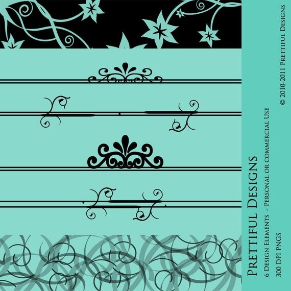 50% OFF SALE Clip Art Swirl Banner Flourish Design Elements Commercial Use (241) Il_570xn