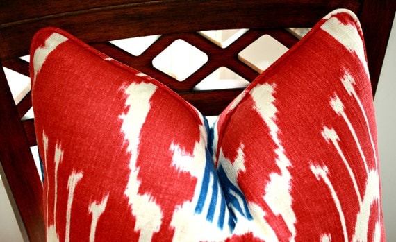 Ikat Pillow Cover Covington Magnificat in Blue and Red