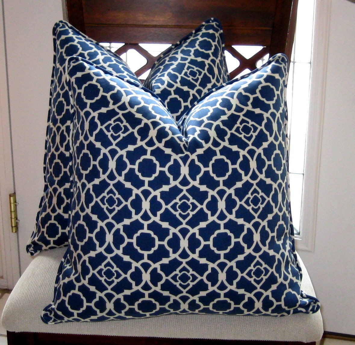 Waverly Lovely Lattice in Lapis Blue Pillow Cover