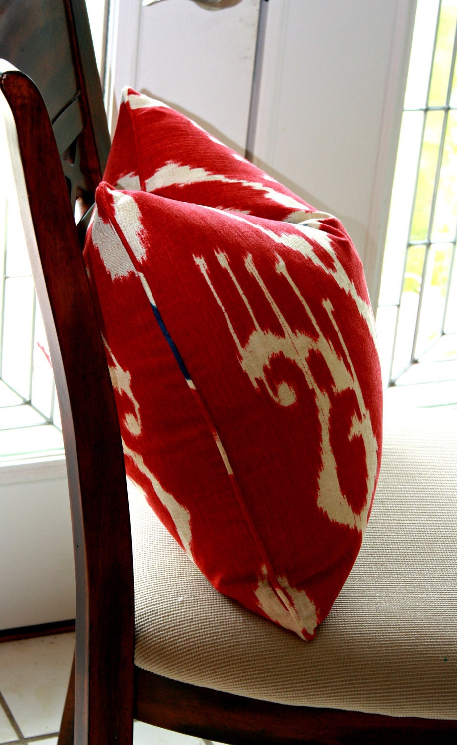 Ikat Pillow Cover Covington Magnificat in Blue and Red