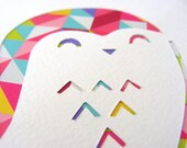 Papercut Geometric Owl Character Artwork - 6x4 ORIGINAL