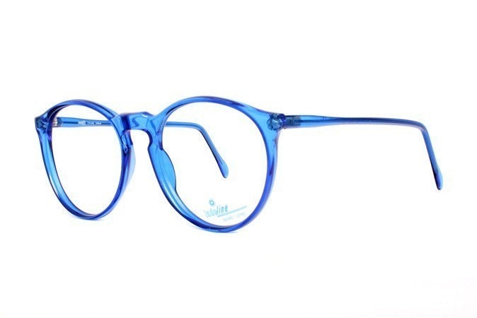 Blue transparent Round Vintage Eyeglasses