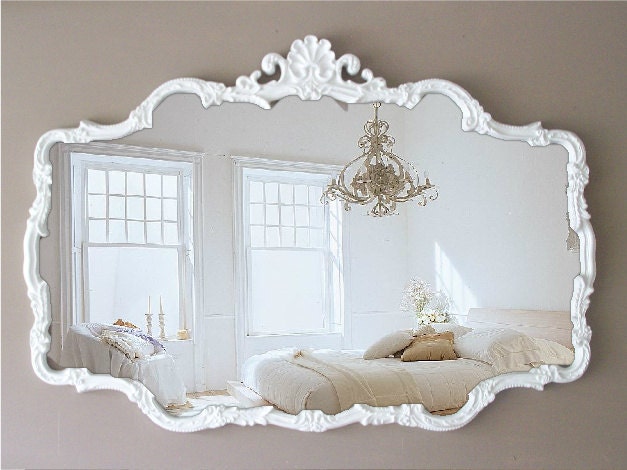 Vintage Cottage Chic Mirror, Huge Shabby Chic Mirror