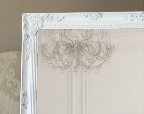 Decorative Framed Mirror, Shabby Chic White, Ornate Design