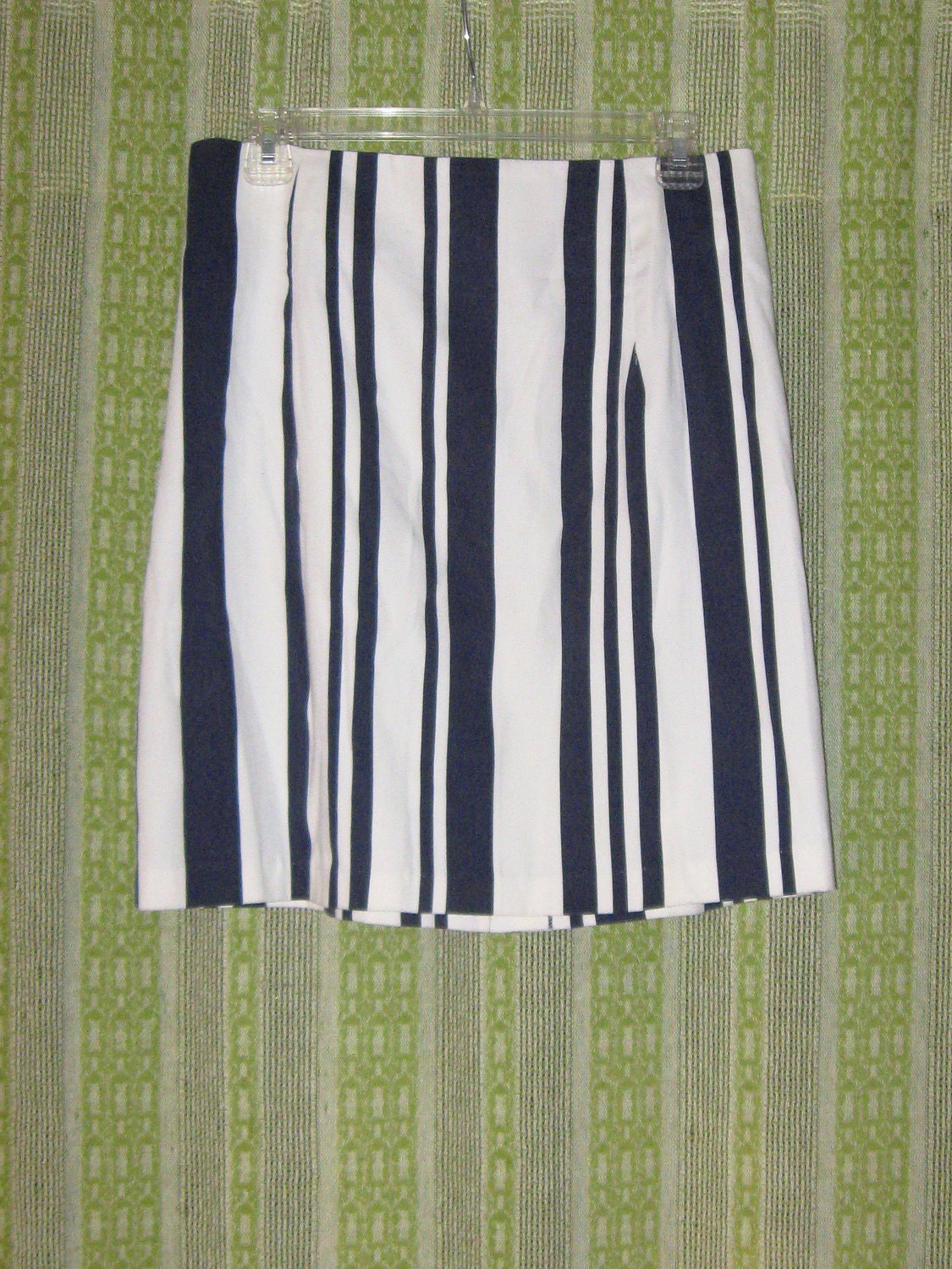 Vintage 80's 1980's Women Ladies Hipster Diva Nautical Vertical Stripes Navy & White Mini Skirt 50% OFF SALE