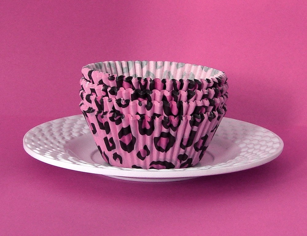 45 Pink Leopard Cupcake Liners Standard Size Baking Cups