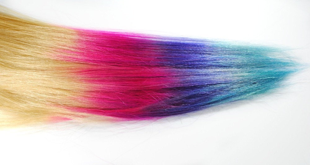 RESERVED Dip Dyed Tips - Human Hair Extensions - Boho Lauren Conrad Inspired / Tie Dyed Clip Ins // Blonde Pink Purple Blue / Ombre Rainbow
