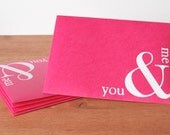 pink envelopes set of five: you & me ampersand