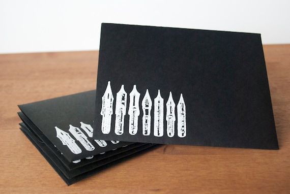 black envelopes set of five: calligraphy nubs