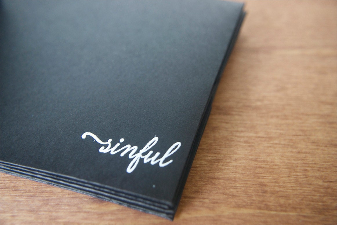 black envelopes set of five: sinful