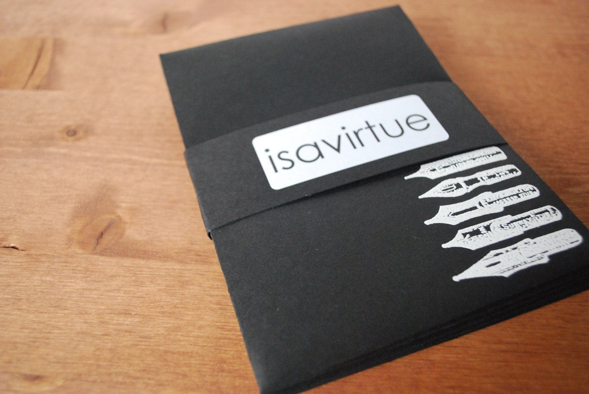 black envelopes set of five: calligraphy nubs