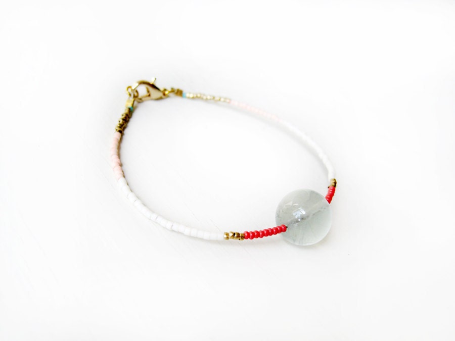 Fluorite and coral bracelet