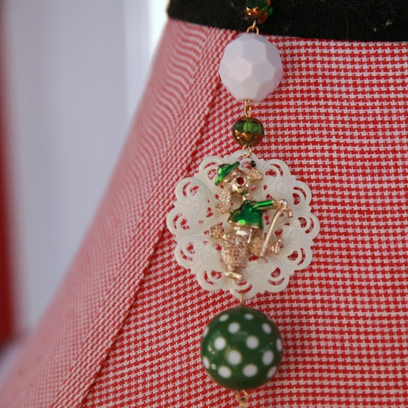 OOAK Vintage Dandy Doggy Brooch Necklace