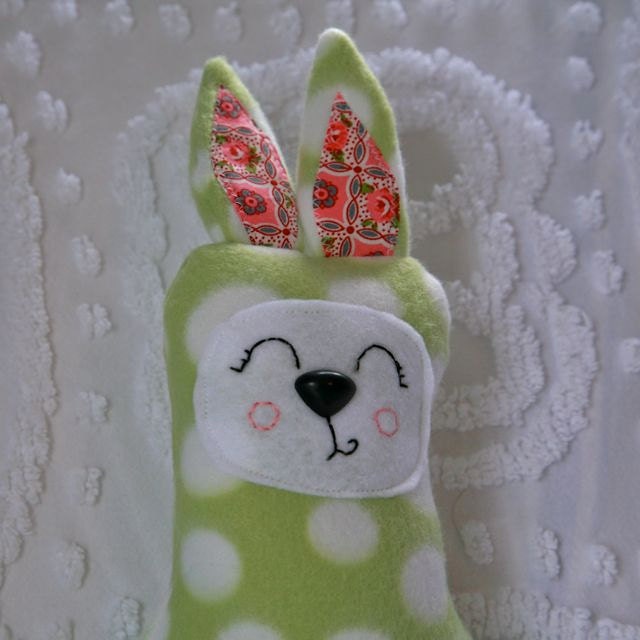 Sweet Lime Green Polkadot Bunny- Ready to Ship