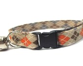 Cat Collar- Orange Argyle
