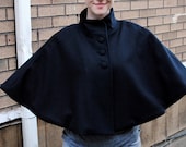 Fully lined black wool capelet