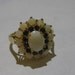 Vintage Sterling Silver Ring and Gold Overlay with Center White Jasper Surrounded by Sapphires and Opals Size 8