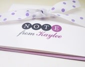 Personalized Note Cards Purple Dots