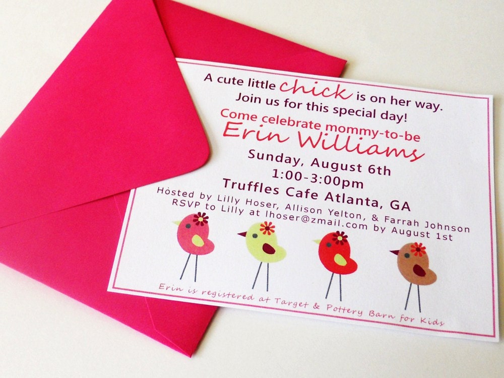 Girl's Baby Shower Invitations Little Chicks