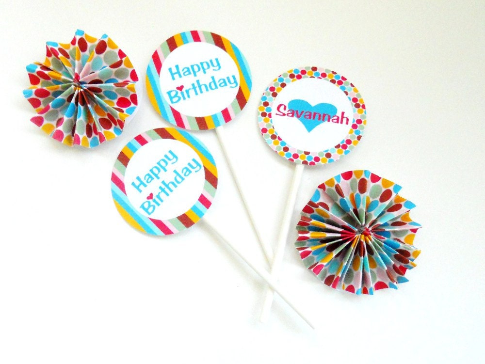 Personalized Cupcake Toppers Custom Party Circles Il_170x135