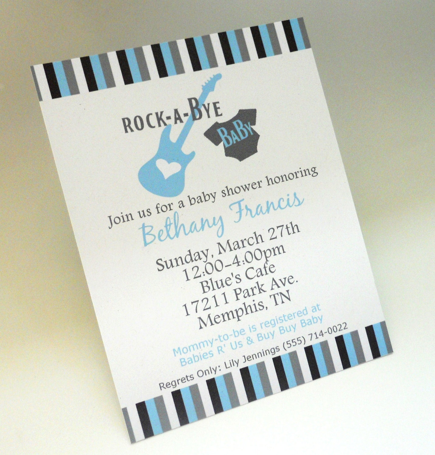Rock a Bye Baby Guitar Baby Shower Invitations