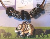 Copper Elephant Charm Cord Necklace