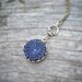 Peacock Necklace, indigo blue and deep purple vintage glass jewel on antiqued brass